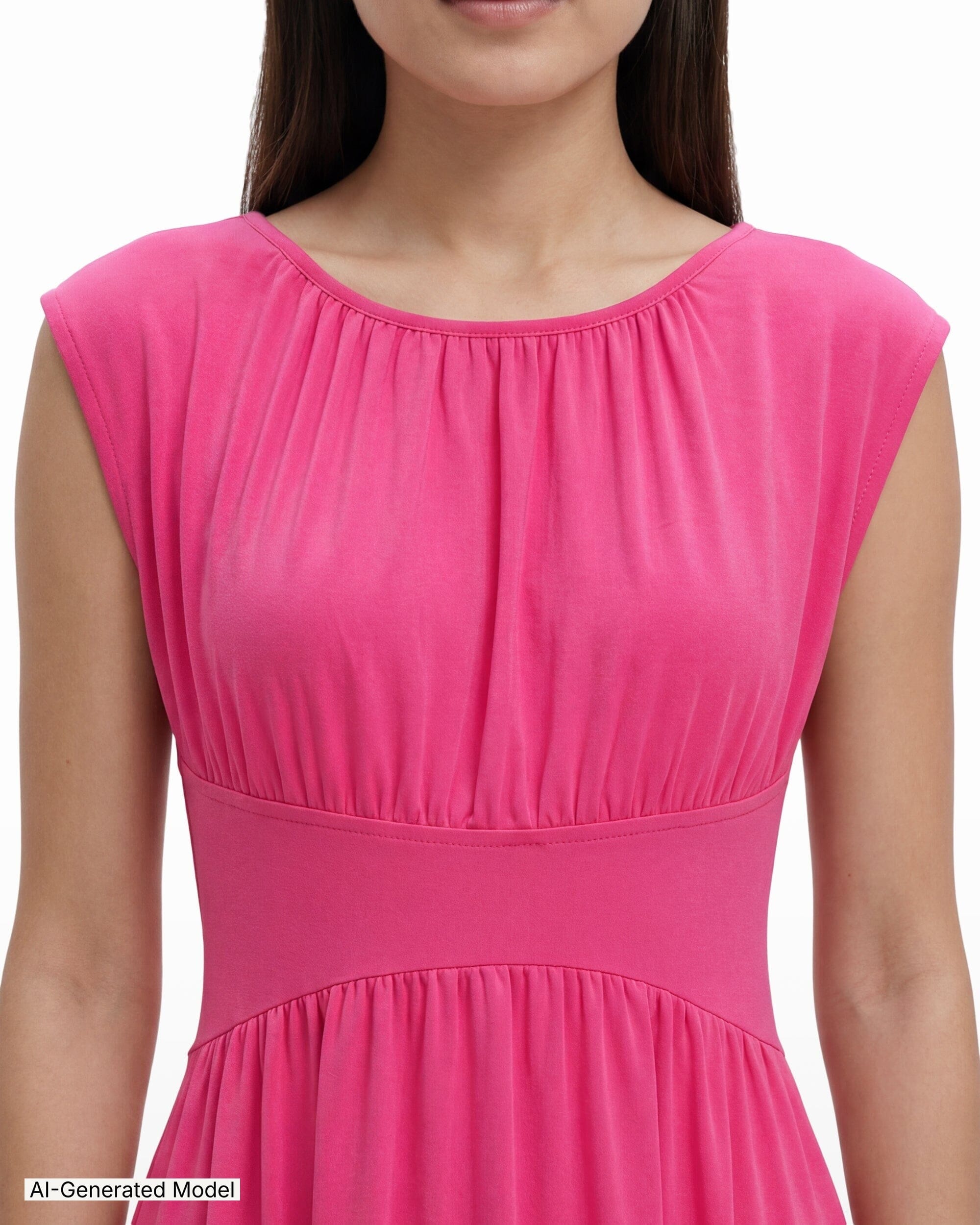 Anne Klein Boat Neckline Shirred Midi Length Dress