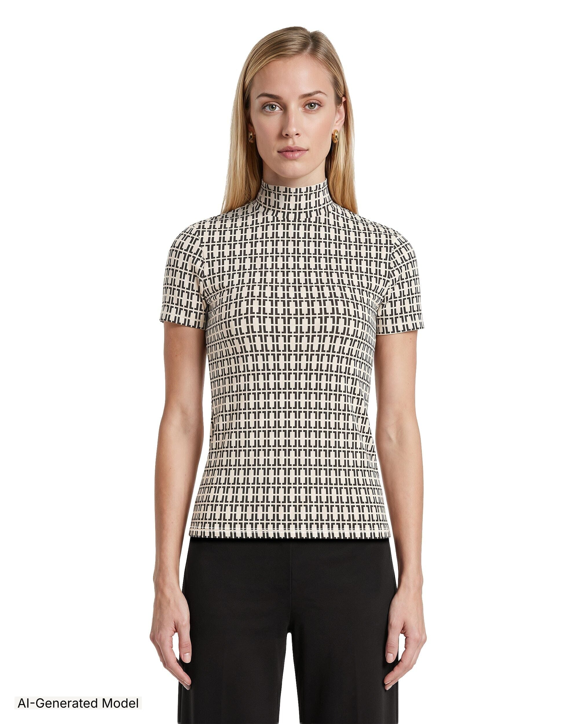 anuke　Linking Knit Shirts Chainlink Mock Neck Knit Top | Anne Klein