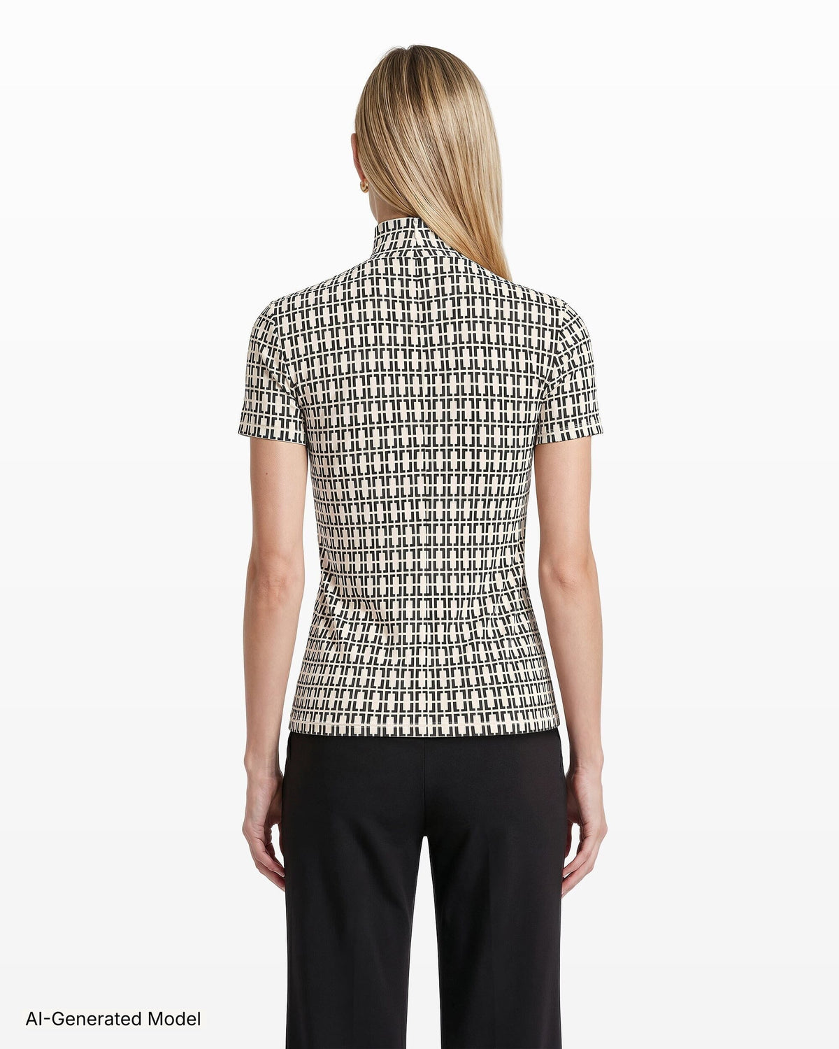 Anne Klein Chainlink Mock Neck Knit Top