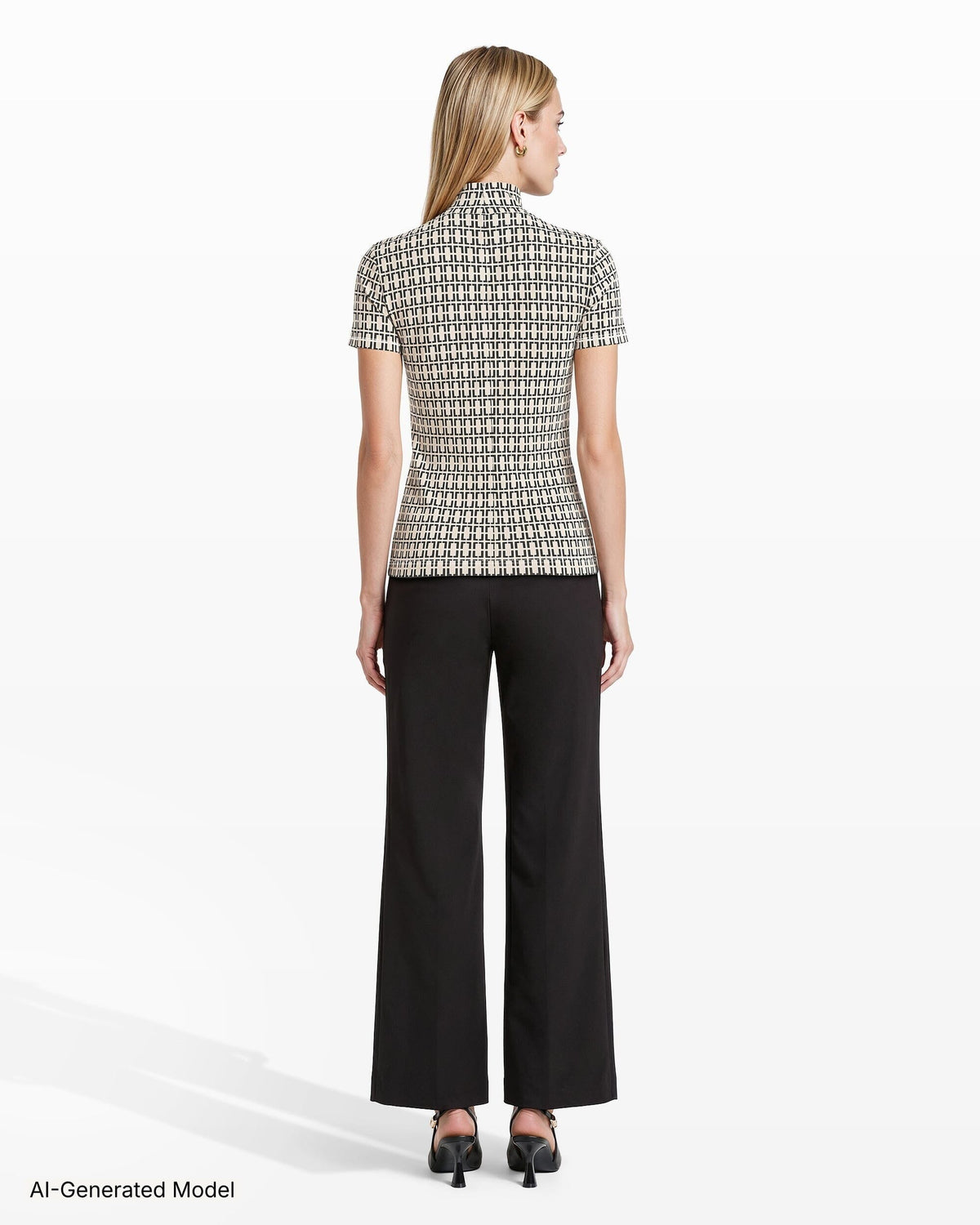 Anne Klein Chainlink Mock Neck Knit Top