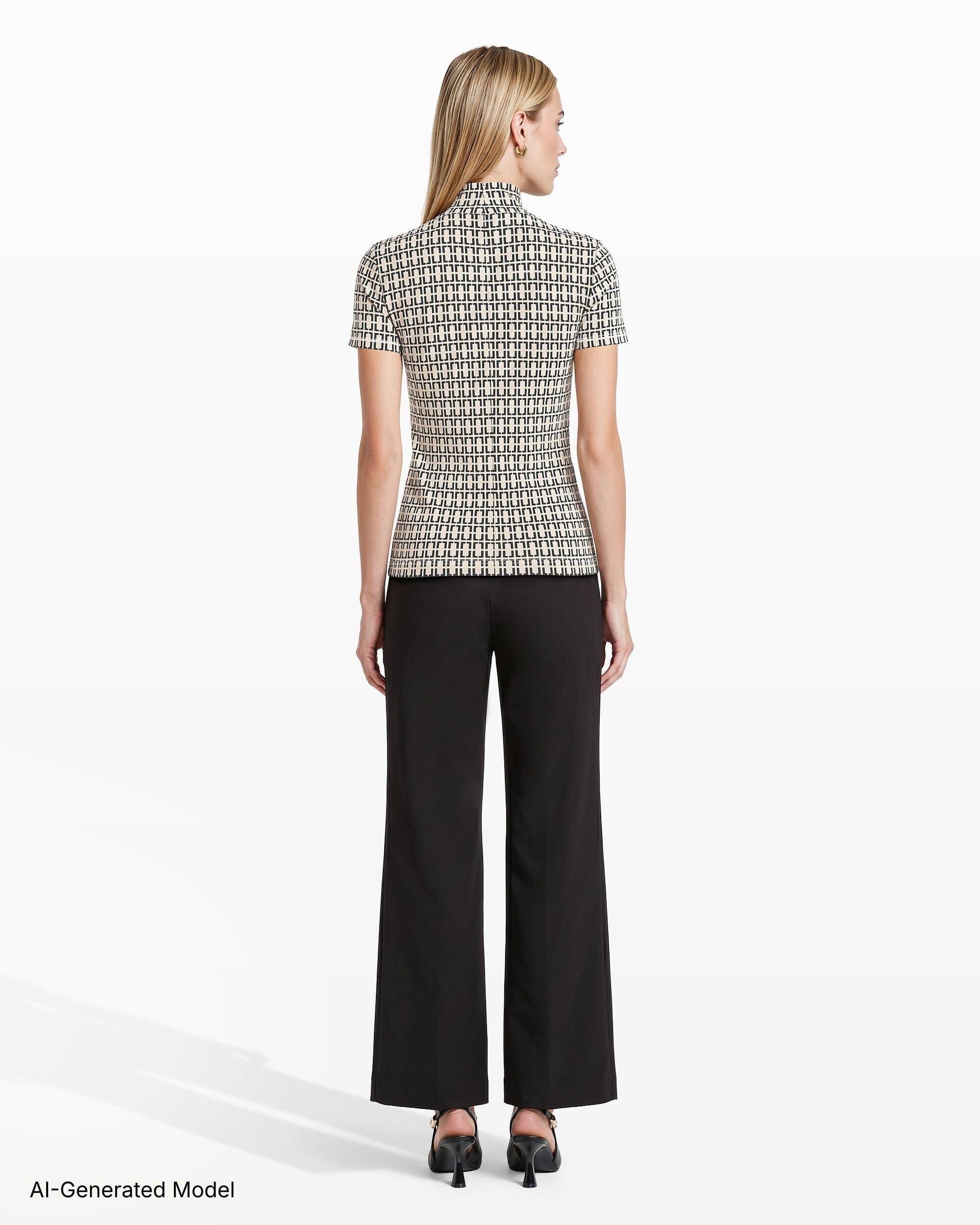 Anne Klein Chainlink Mock Neck Knit Top