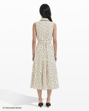 Anne Klein Collared Sleeveless Godet Midi Shirt Dress