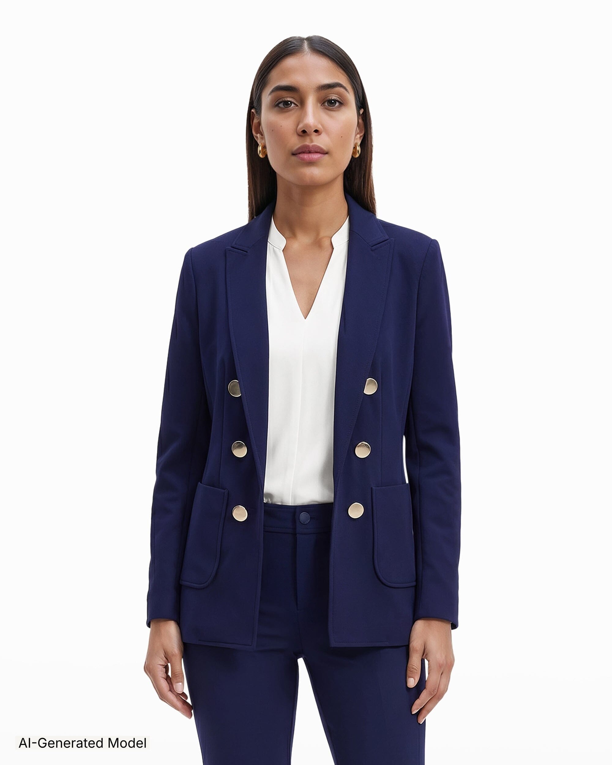 Faux Double Breasted Blazer with Patch Pockets | Anne Klein