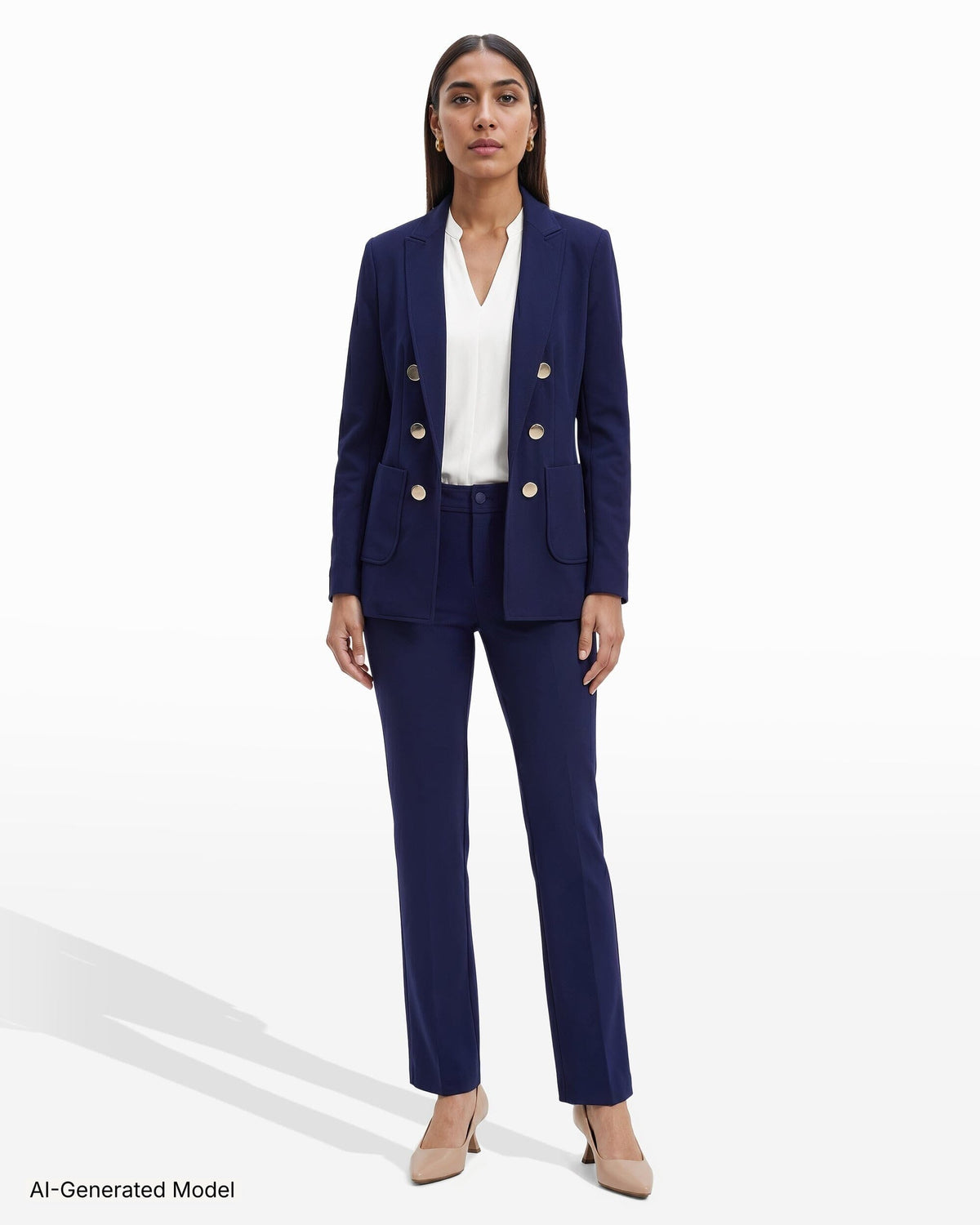 Anne Klein Faux Double Breasted Jacket With Patch Pockets