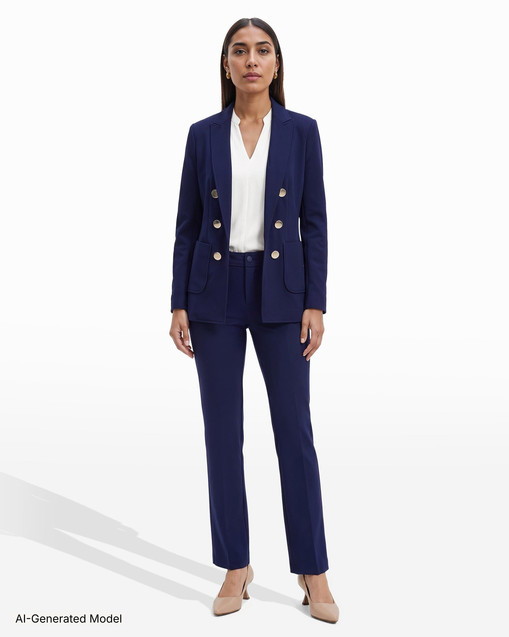 Compression Collection Faux Double Breasted Blazer With Patch Pockets Clothing Kasper