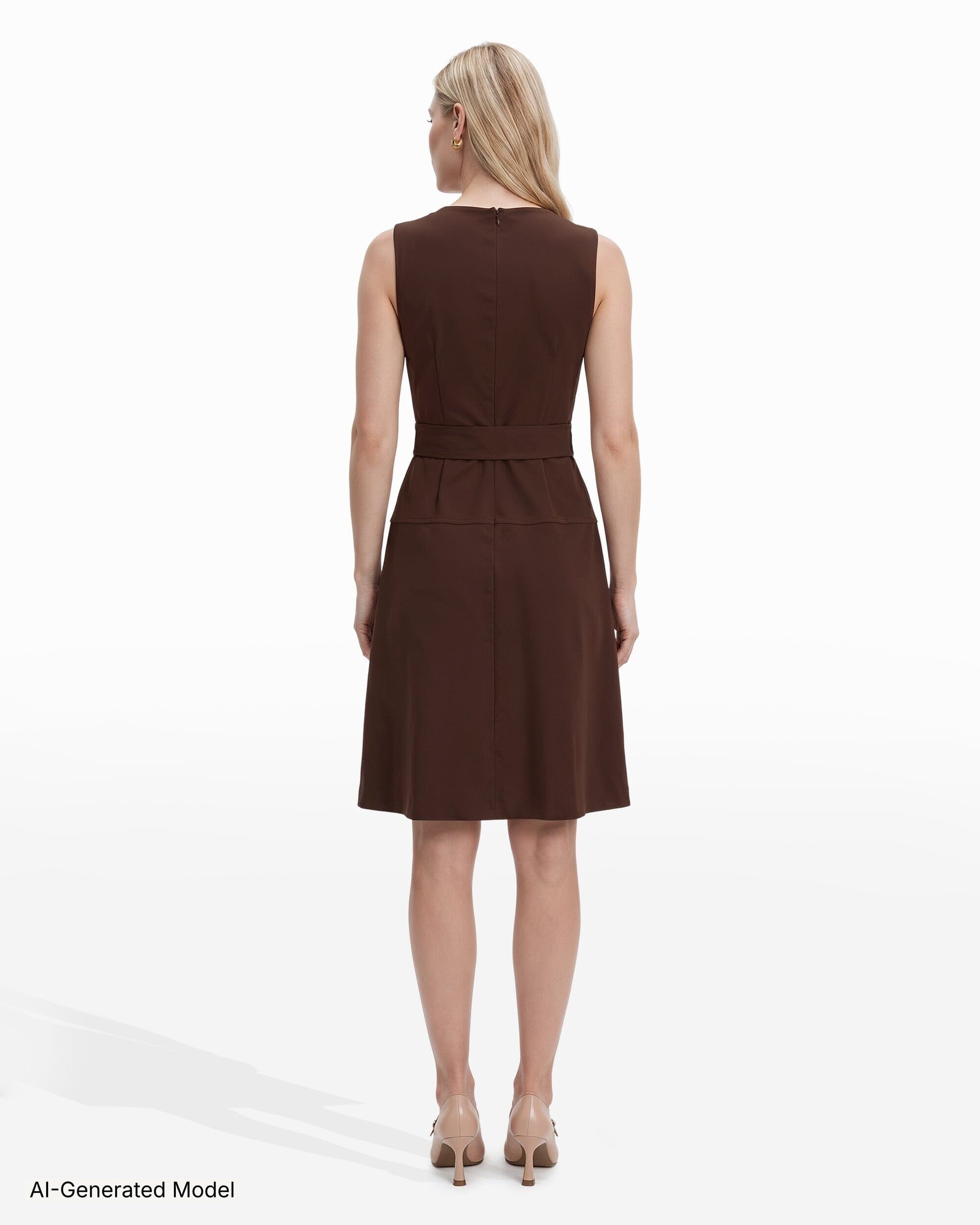 Diagonal Print Sleeveless Fit and Flare Crew Neck Dress Dresses Kasper