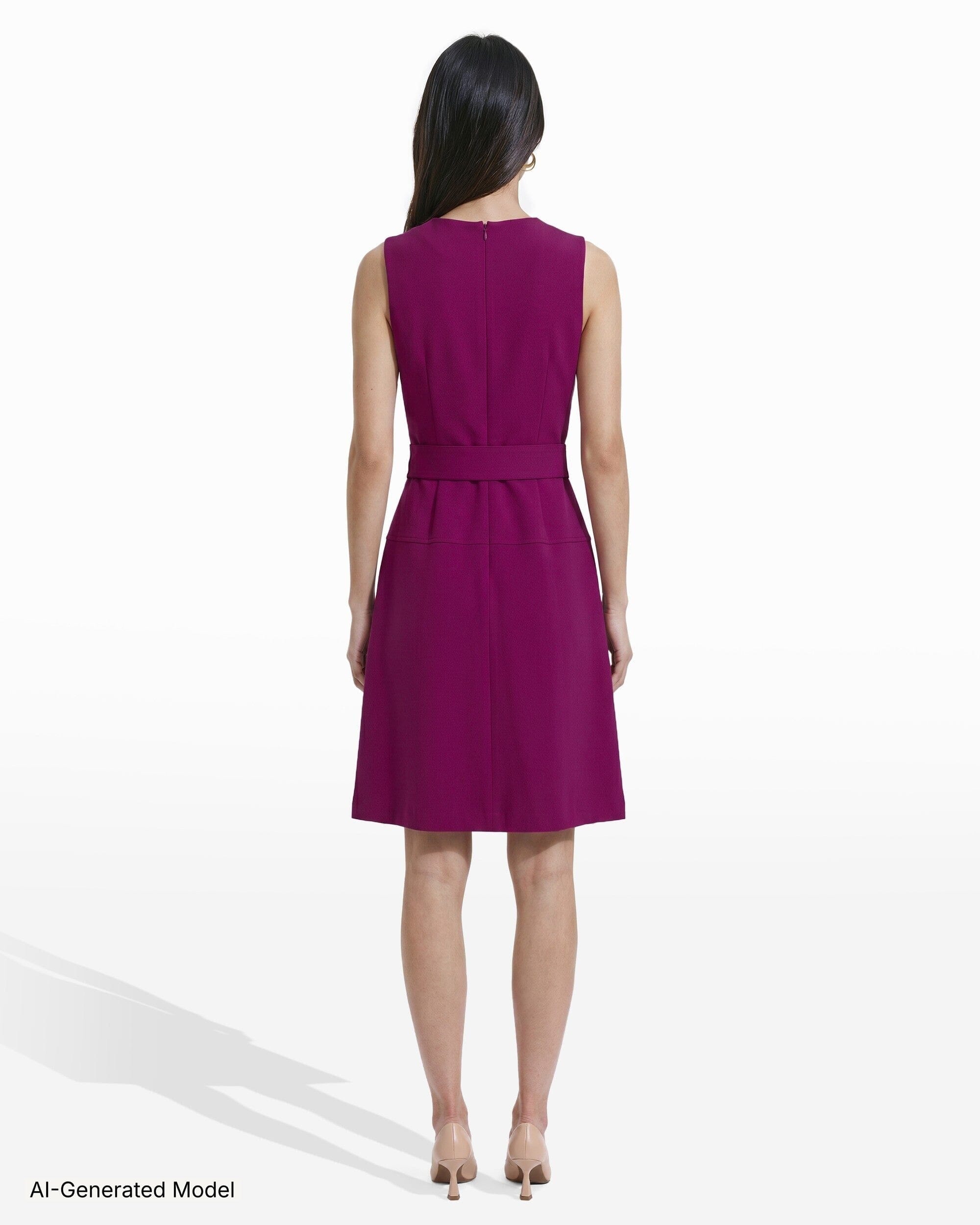 Diagonal Print Sleeveless Fit and Flare Crew Neck Dress Dresses Kasper