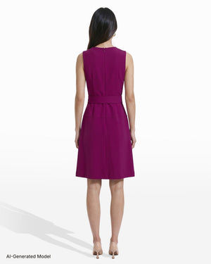 Diagonal Print Sleeveless Fit and Flare Crew Neck Dress Dresses Kasper