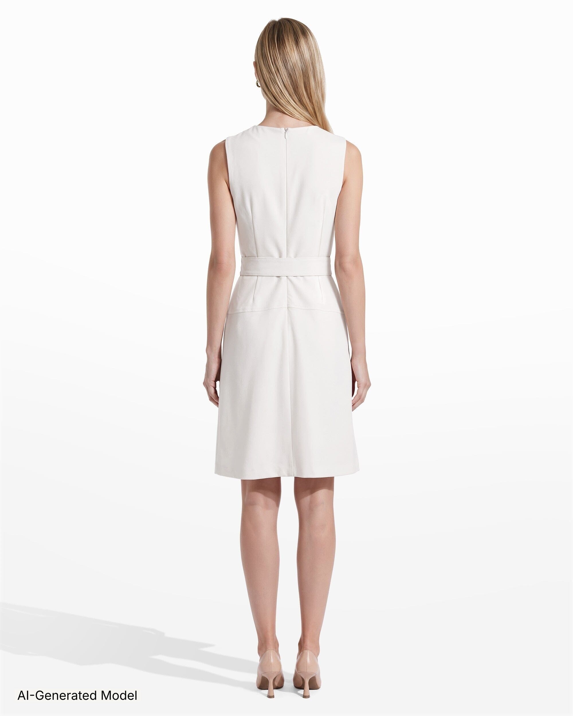 Diagonal Print Sleeveless Fit and Flare Crew Neck Dress Dresses Kasper