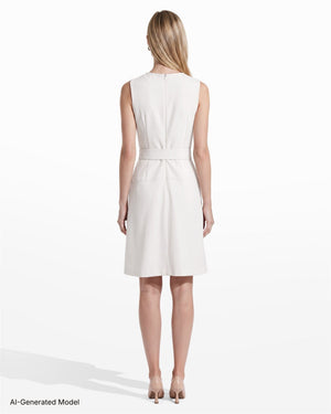 Diagonal Print Sleeveless Fit and Flare Crew Neck Dress Dresses Kasper