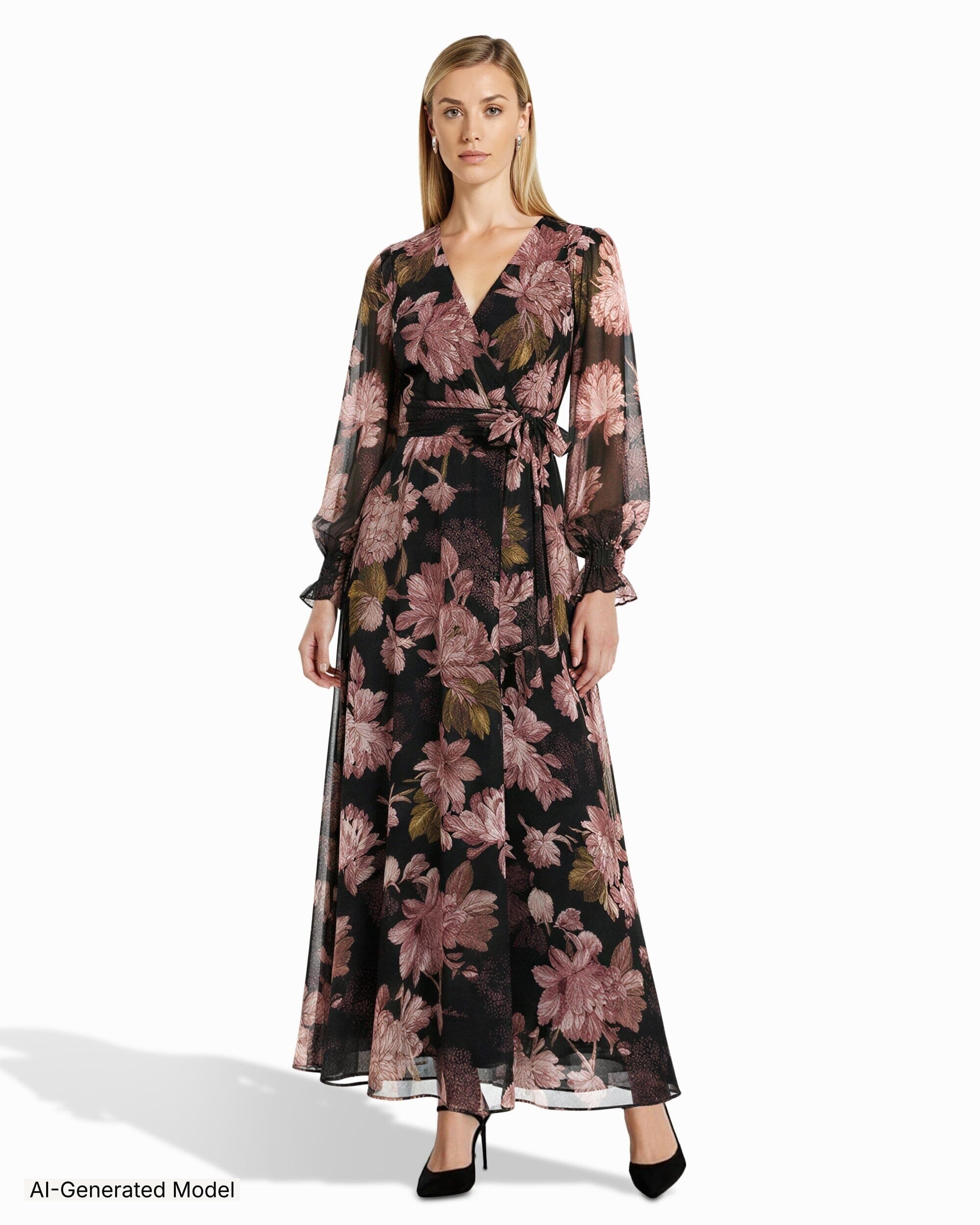 faux wrap maxi dress Petal and Pup Women's Nadea Faux Wrap Maxi Dress