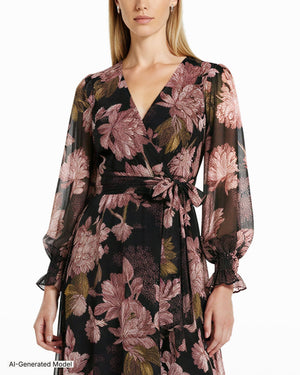 Anne Klein Bell Cuff Faux Wrap Dress