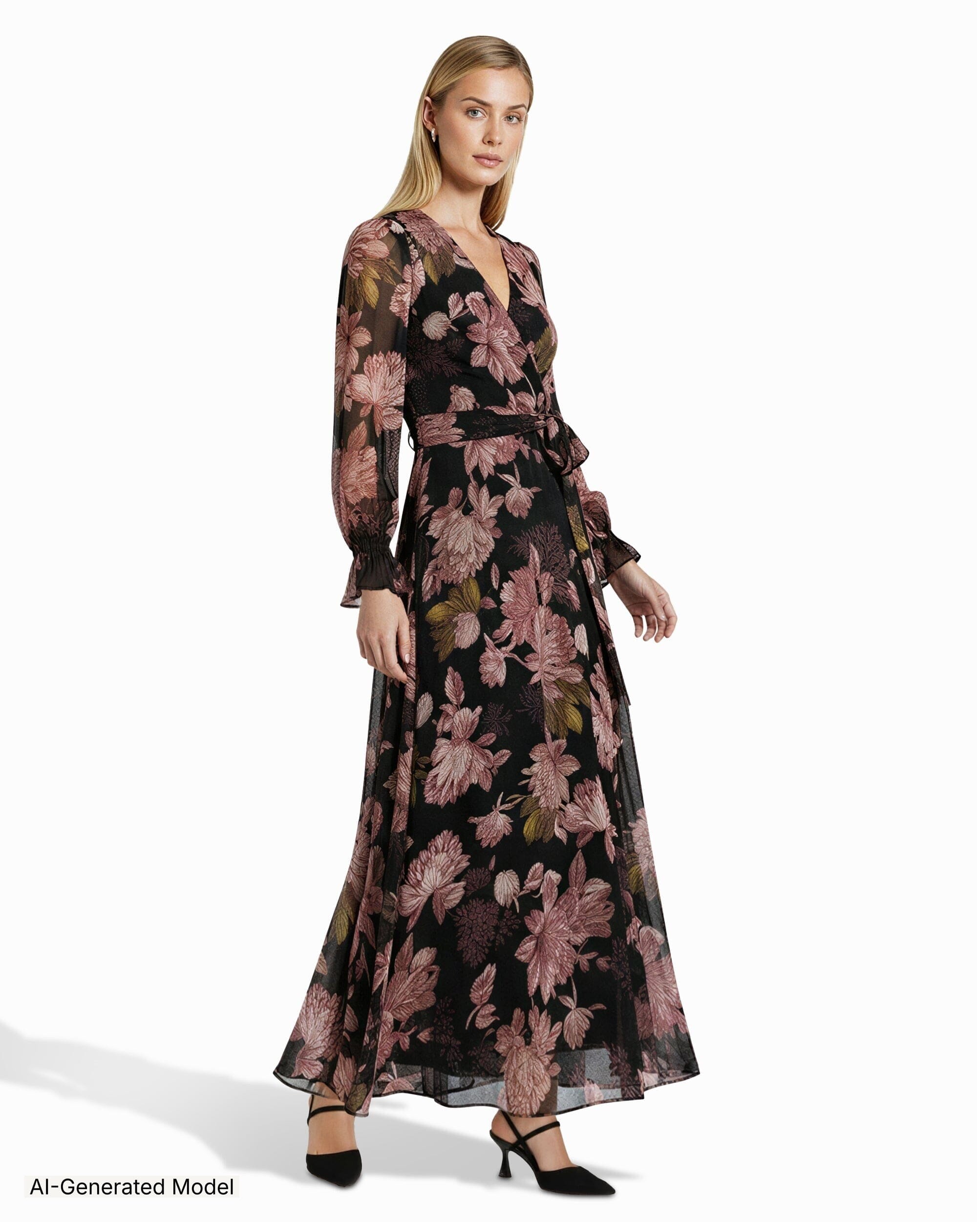 Anne Klein Bell Cuff Faux Wrap Dress