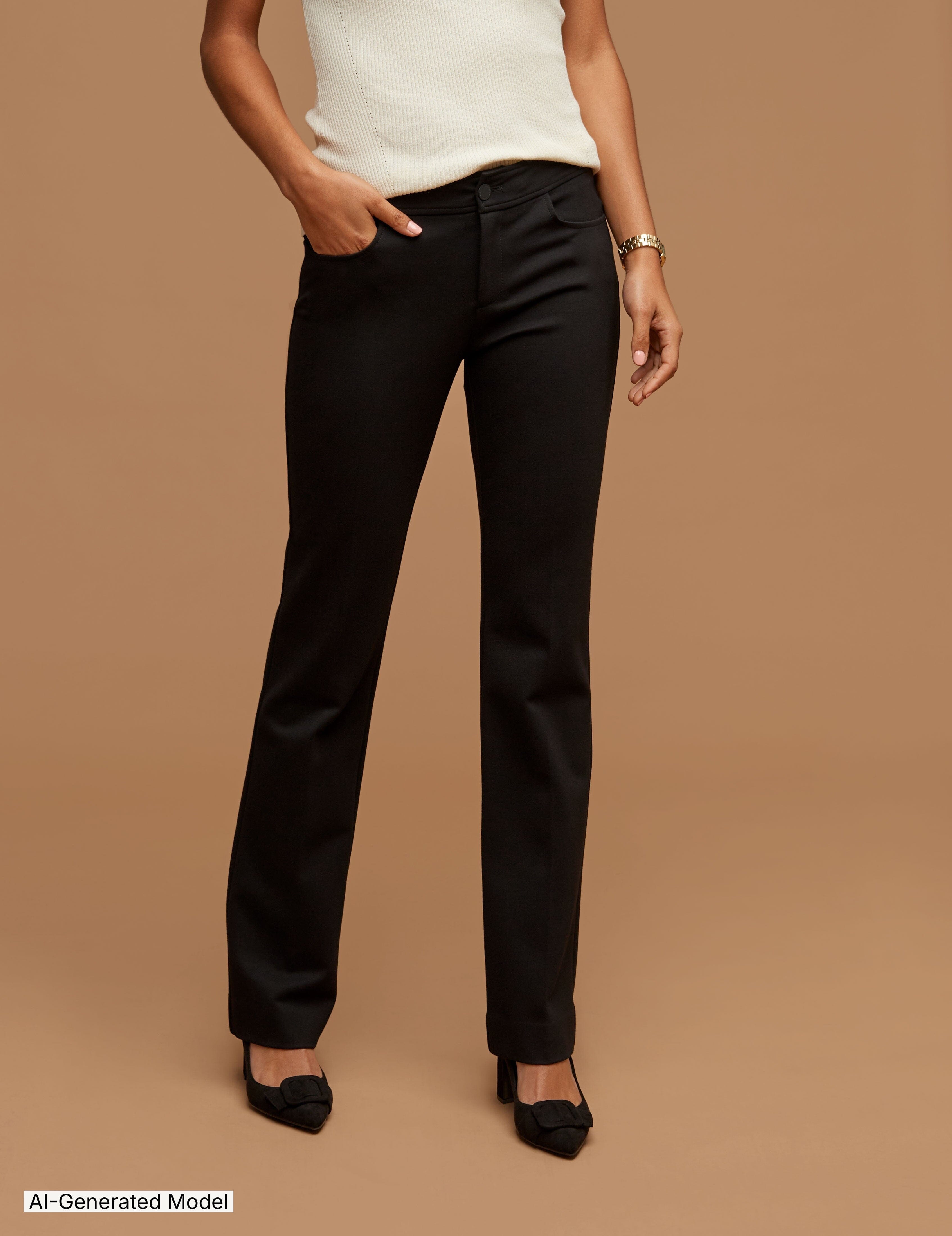 Fly Front Bootleg Pant in Black | Anne Klein