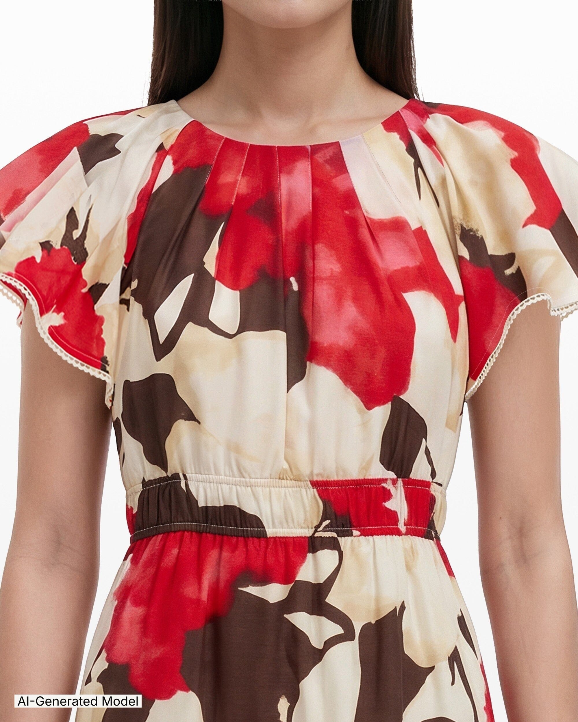 Anne Klein Flutter Sleeve Tiered Midi Dress