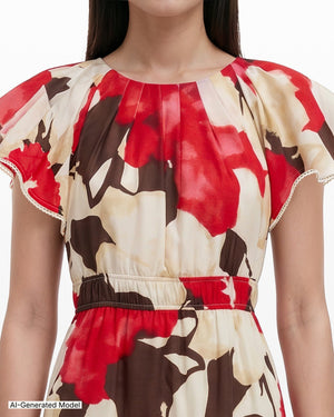 Anne Klein Flutter Sleeve Tiered Midi Dress