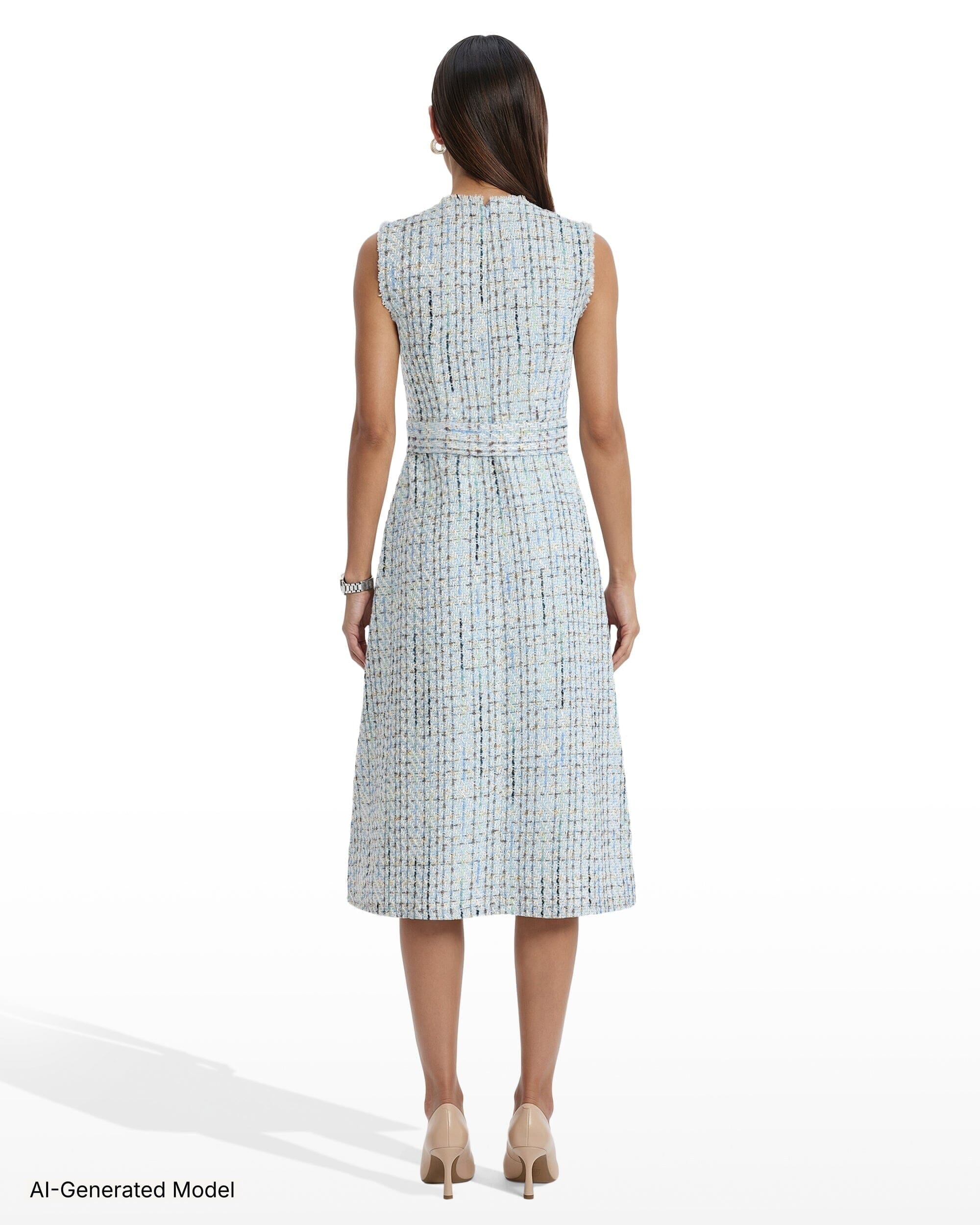 Anne Klein Fringed Midi Dress with Center Front Seam