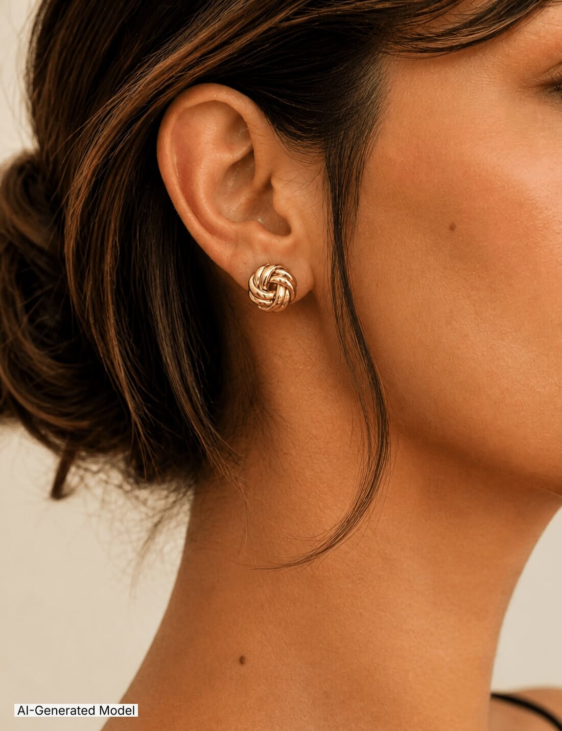 Anne Klein Gold Knot Stud Earrings