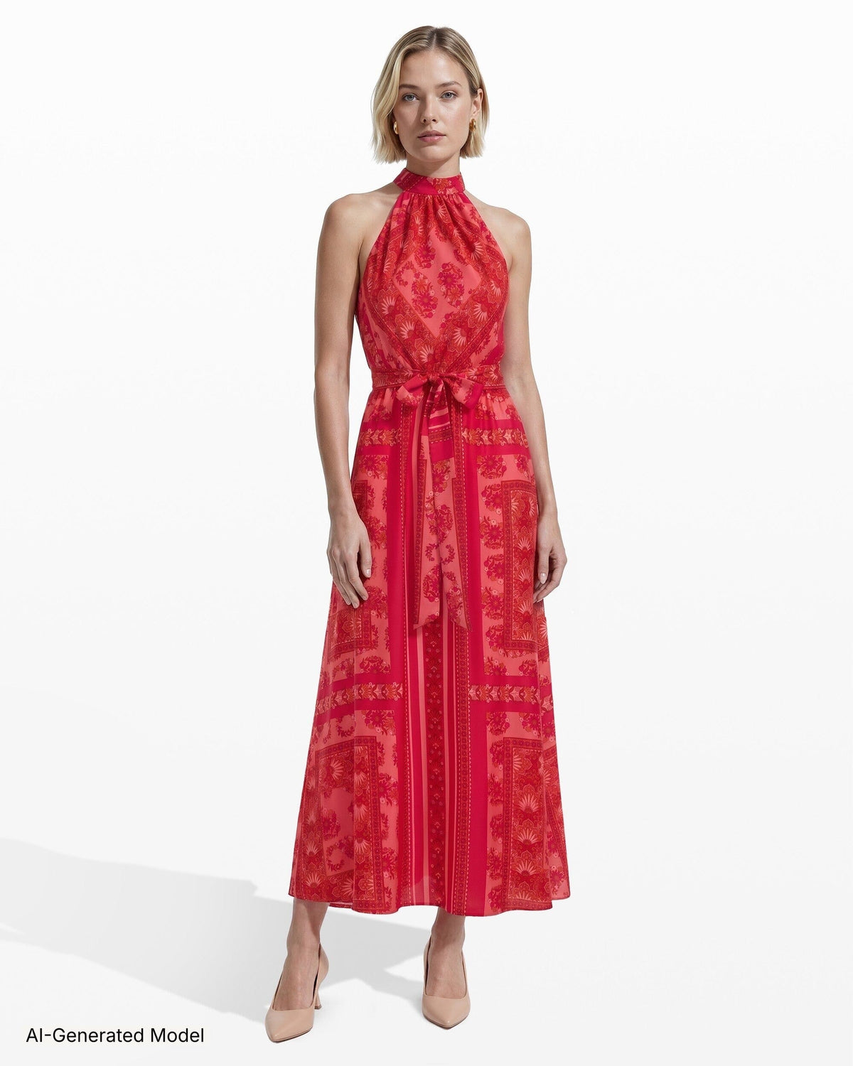 Anne Klein Halter Neck Sleeveless Maxi Dress