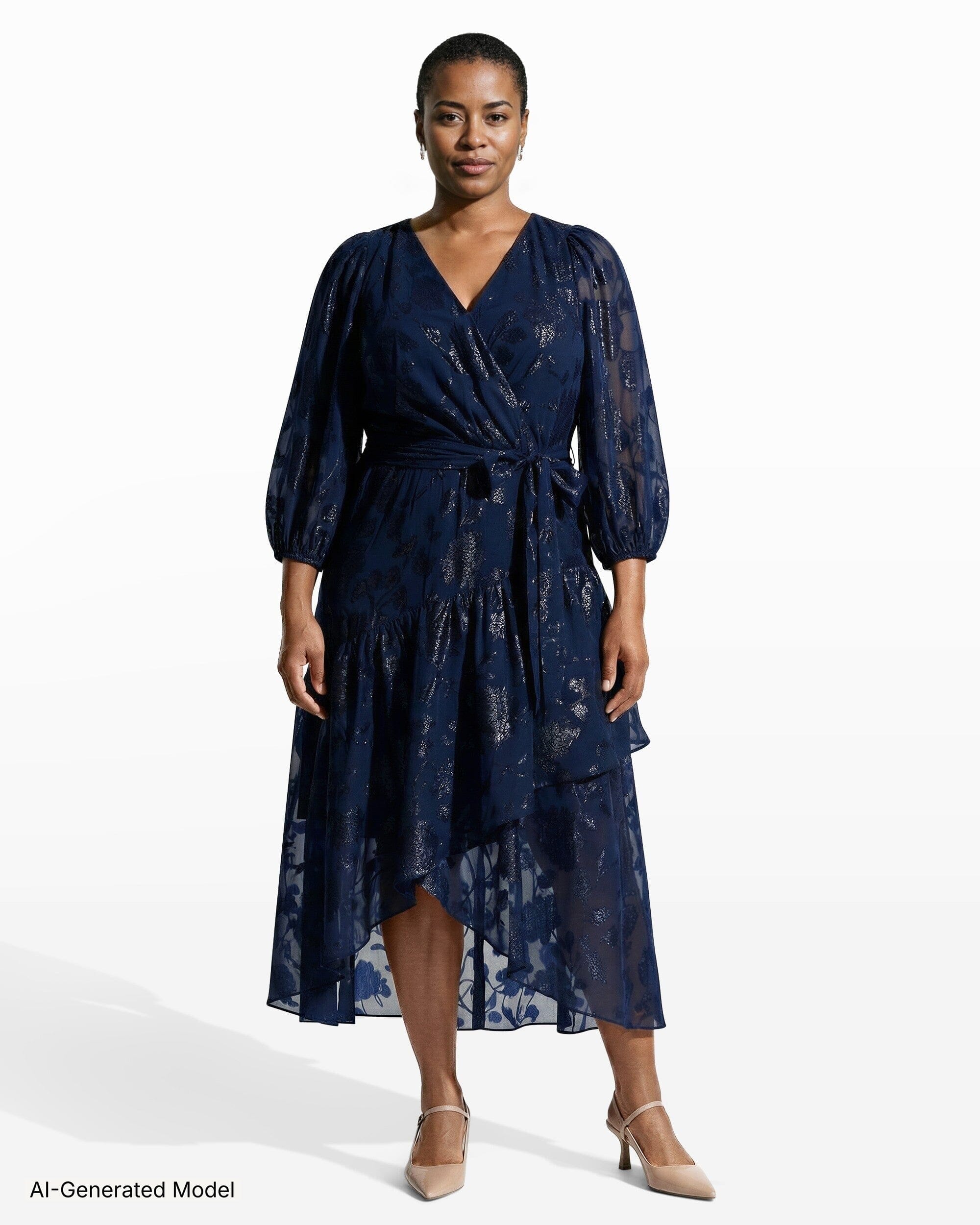 Long Sleeve Floral Wrap Dress