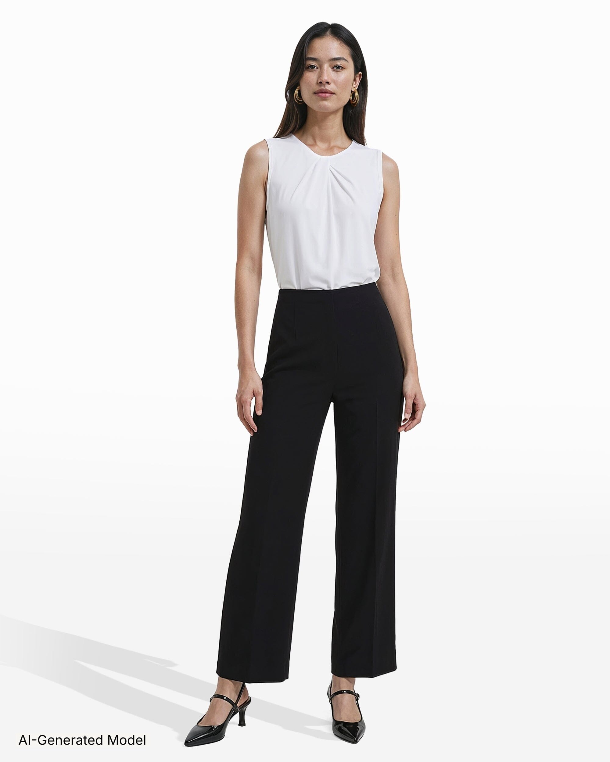Anne Klein High Rise Pull-On Cropped Wide Leg Pants