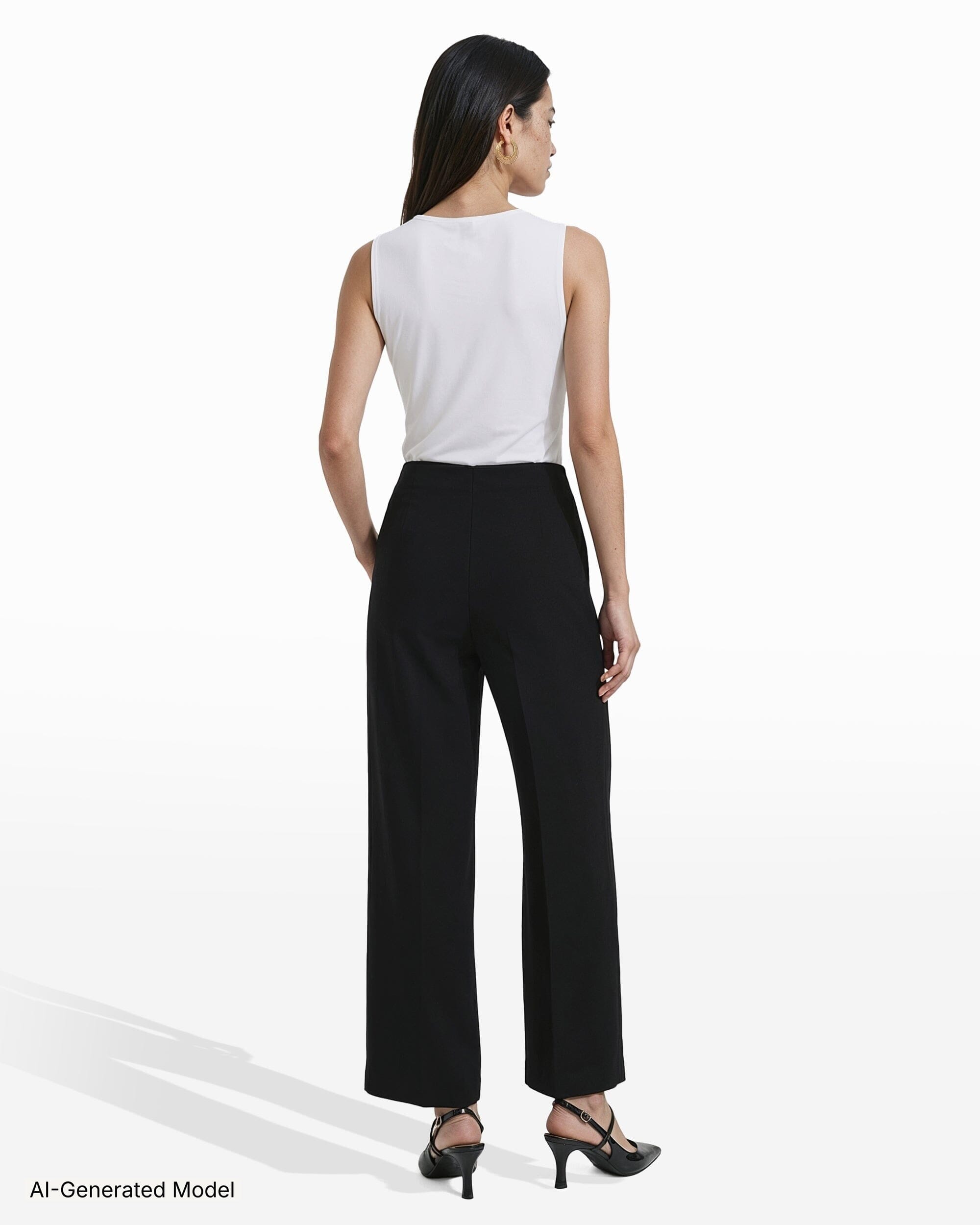 Anne Klein High Rise Pull-On Cropped Wide Leg Pants