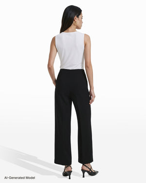 Anne Klein High Rise Pull-On Cropped Wide Leg Pants