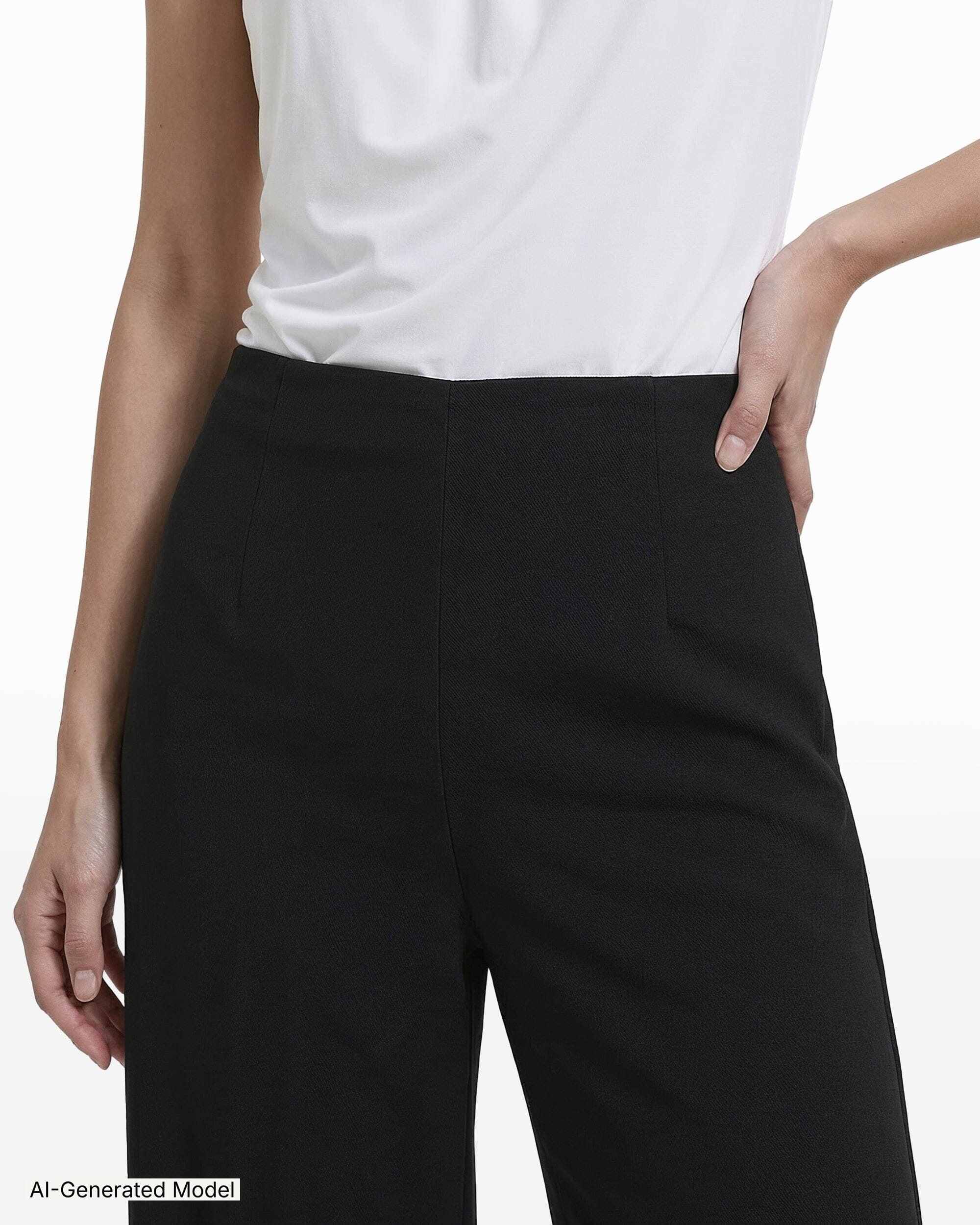 Anne Klein High Rise Pull-On Cropped Wide Leg Pants