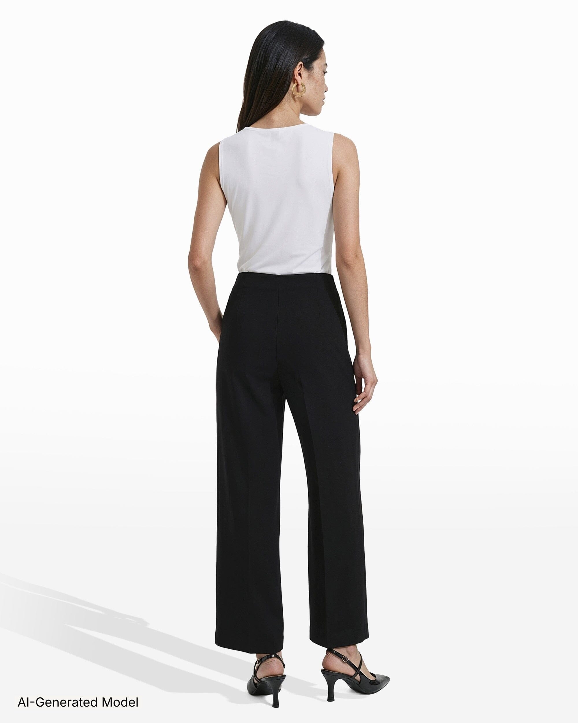 Anne Klein High Rise Pull-On Cropped Wide Leg Pants