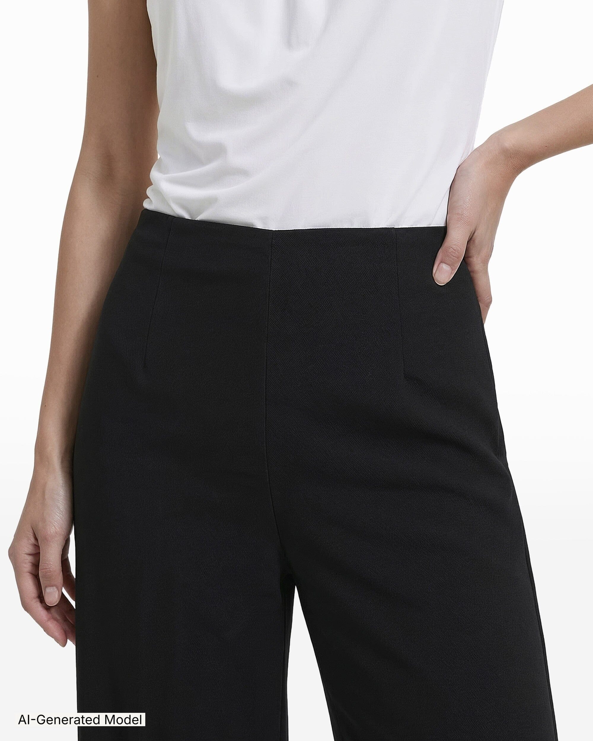 Anne Klein High Rise Pull-On Cropped Wide Leg Pants