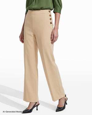 Anne Klein High-Rise Wide Leg Sailor Pull-On Pant