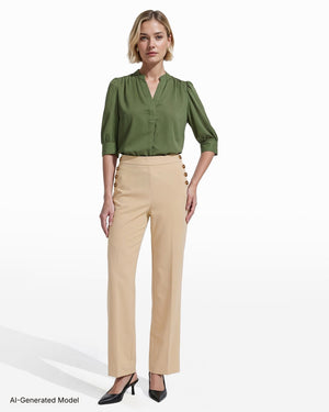 Anne Klein High-Rise Wide Leg Sailor Pull-On Pant