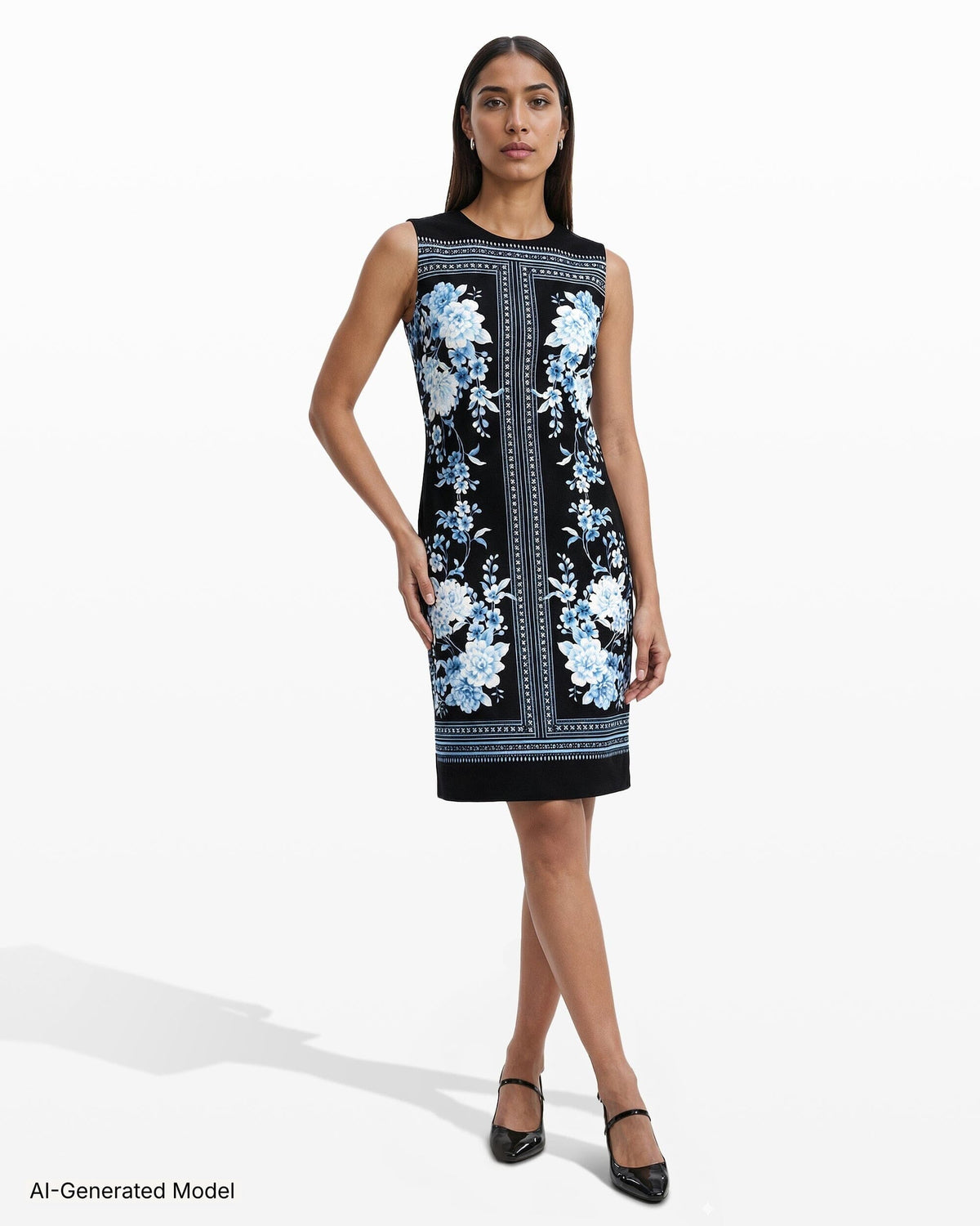 Anne Klein Jewel Neck Floral Sheath Dress