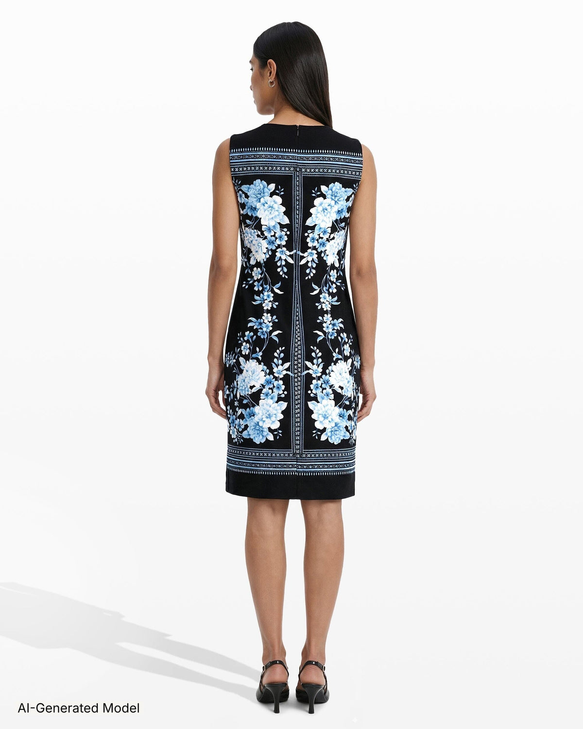Anne Klein Jewel Neck Floral Sheath Dress