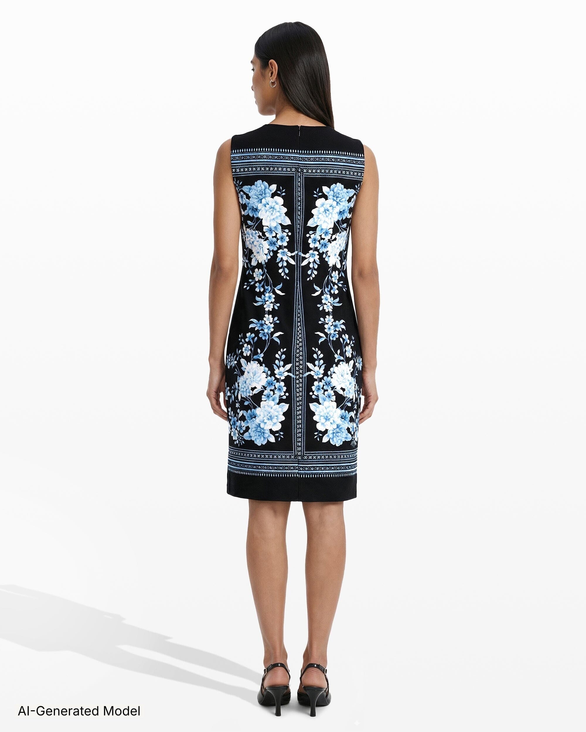 black and blue flower dress Middleton Black and Blue Floral Long Sleeve Wrap Dress - Size S - Honey Punch