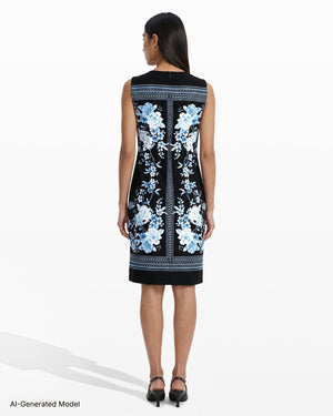 Anne Klein Jewel Neck Floral Sheath Dress