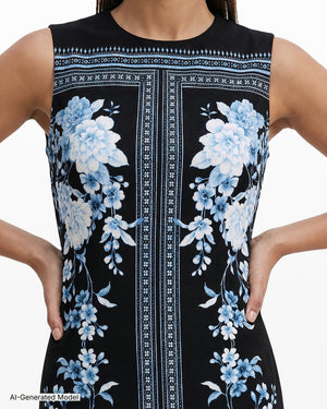 Anne Klein Jewel Neck Floral Sheath Dress