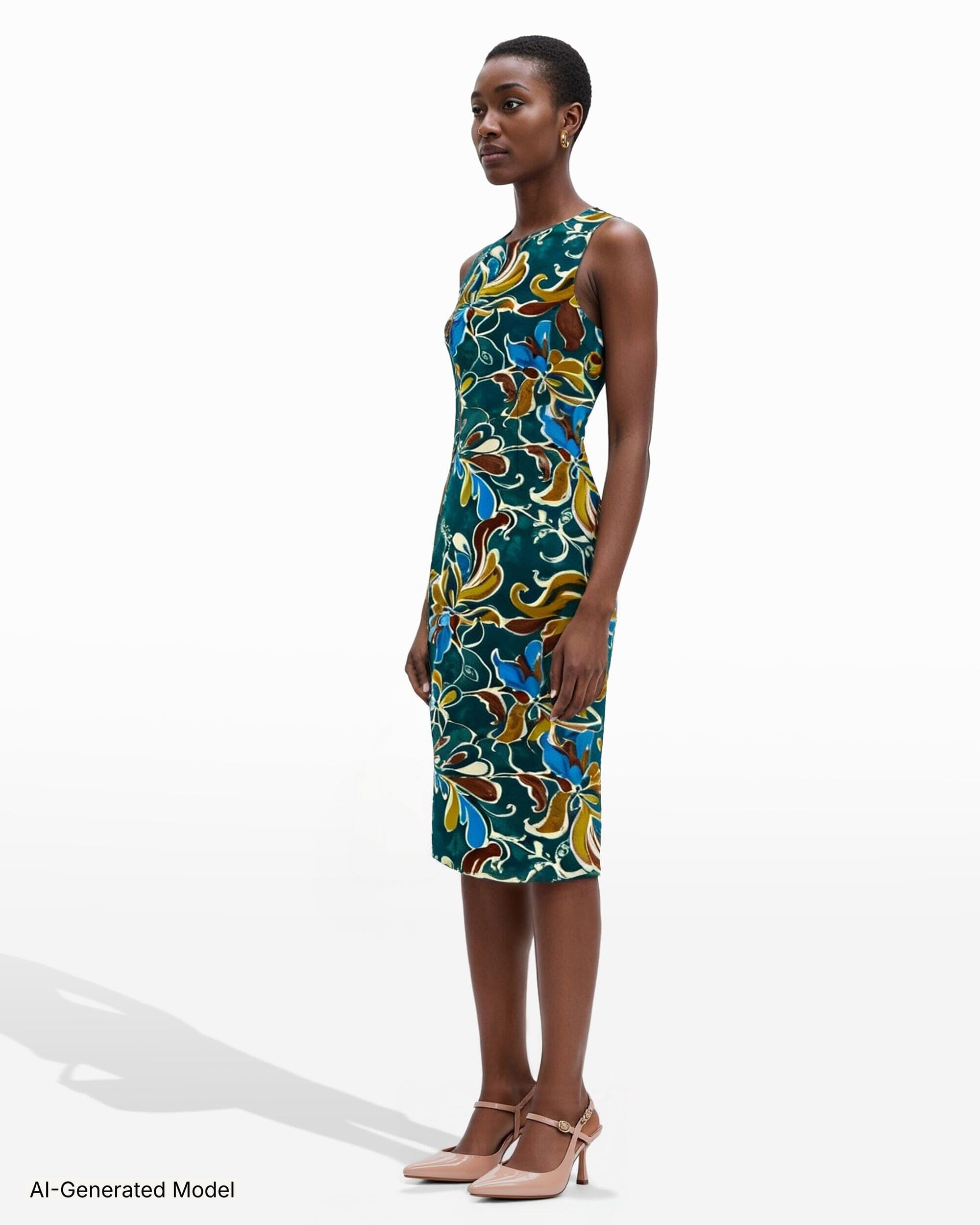 Anne Klein Women's Printed Sleeveless Sheath Dress - Ink Teal Multi