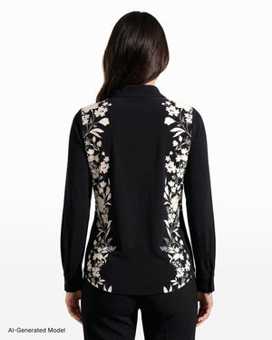 Long Sleeve Floral Print Button Down Shirt Clothing Kasper