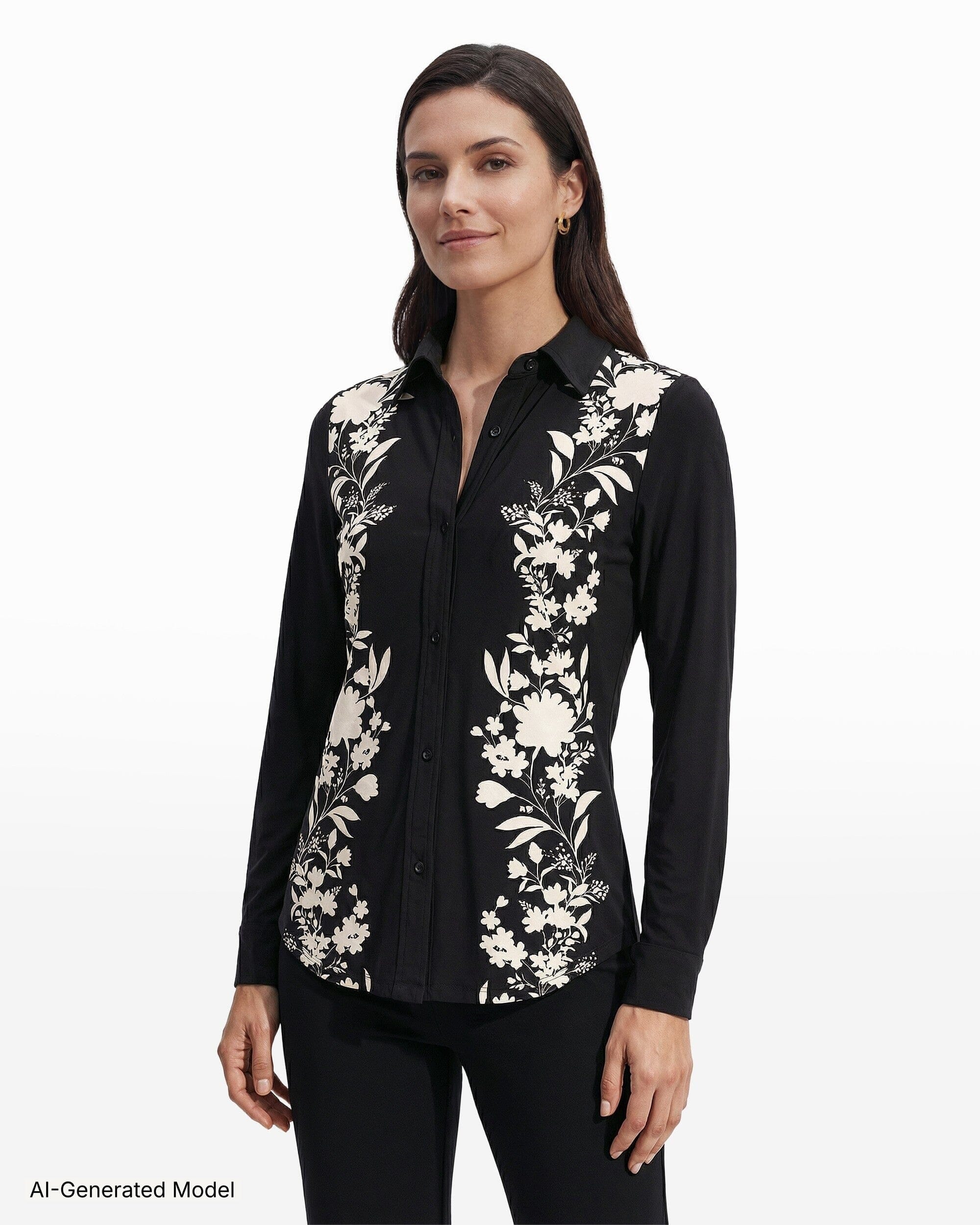 Long Sleeve Floral Print Button Down Shirt Clothing Kasper