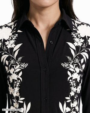 Long Sleeve Floral Print Button Down Shirt Clothing Kasper