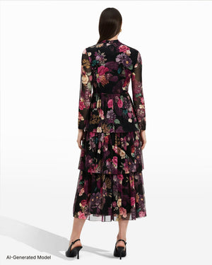 Anne Klein Mock Neck Tiered Dress