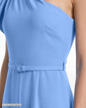 Anne Klein One Shoulder Ruffle Detail Sleeve Jumpsuit