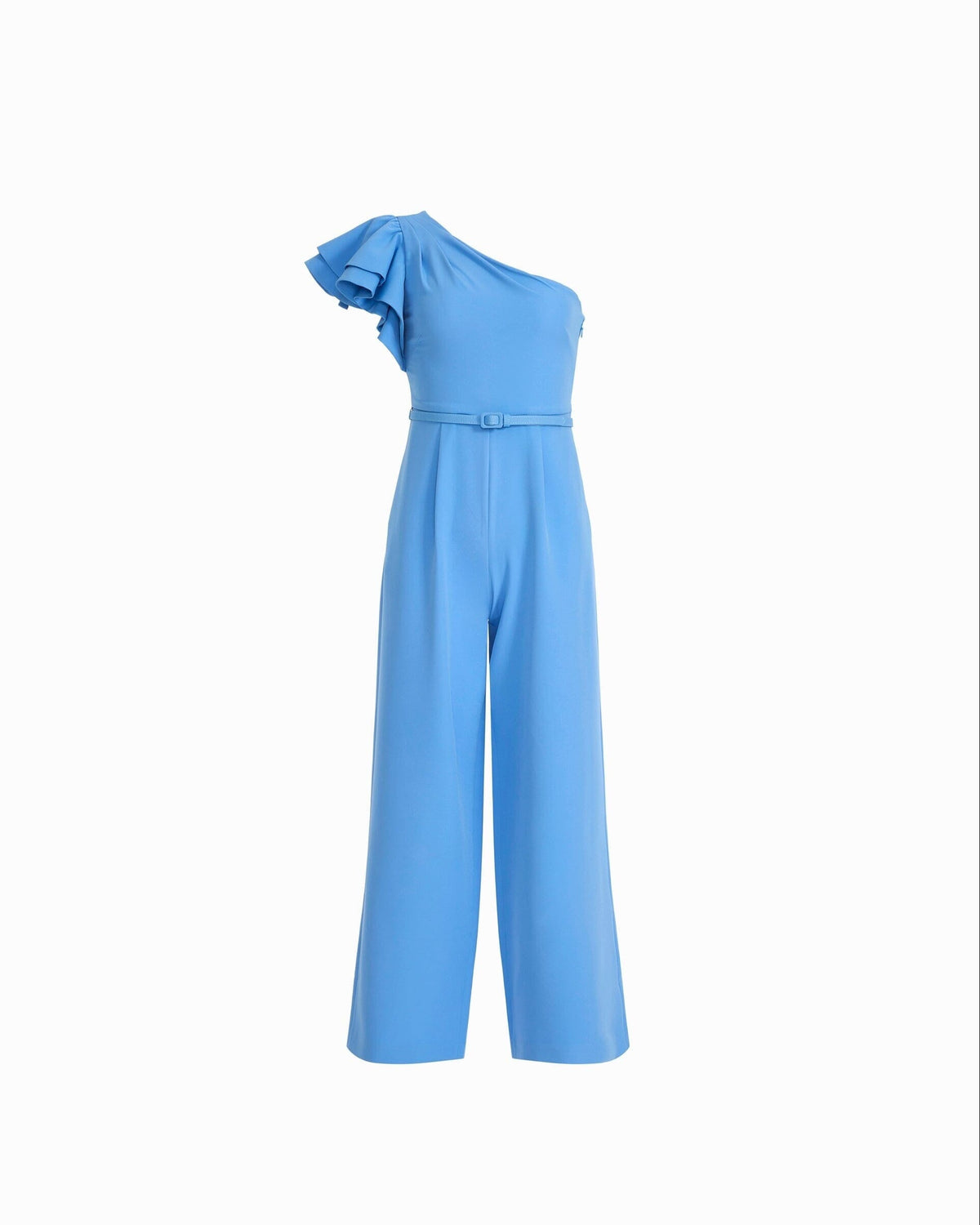 Anne Klein One Shoulder Ruffle Detail Sleeve Jumpsuit