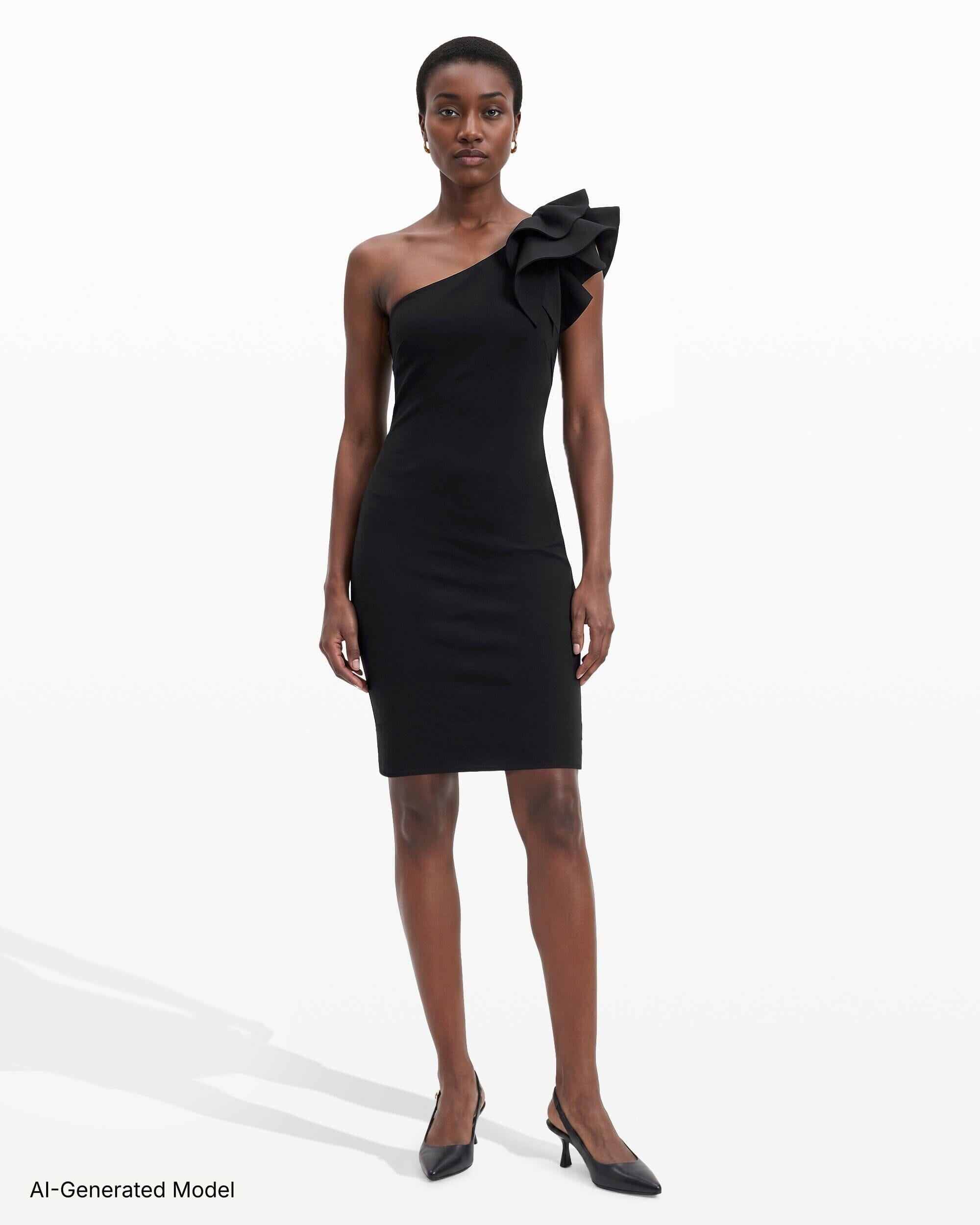 asymmetric sheath dress Arcelia | Cream Asymmetric-Neck Midi Dress With Knot-Sleeve Detail