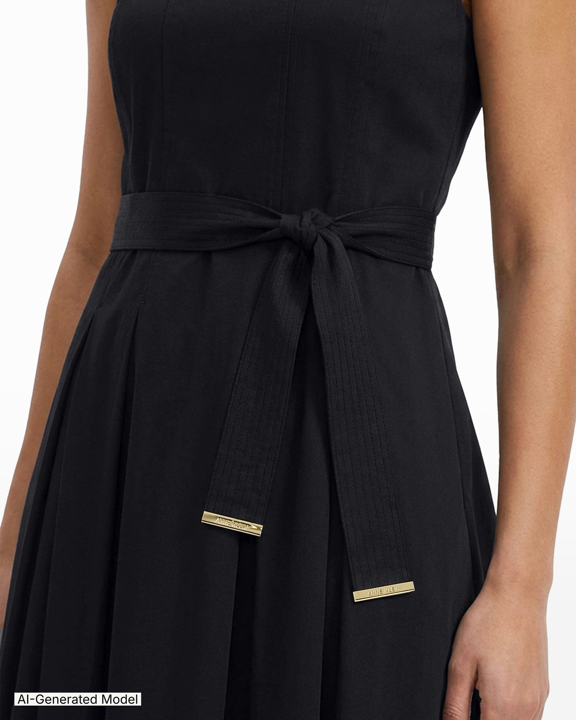 Anne Klein Paneled Bodice Jewel Neck Midi Length Dress