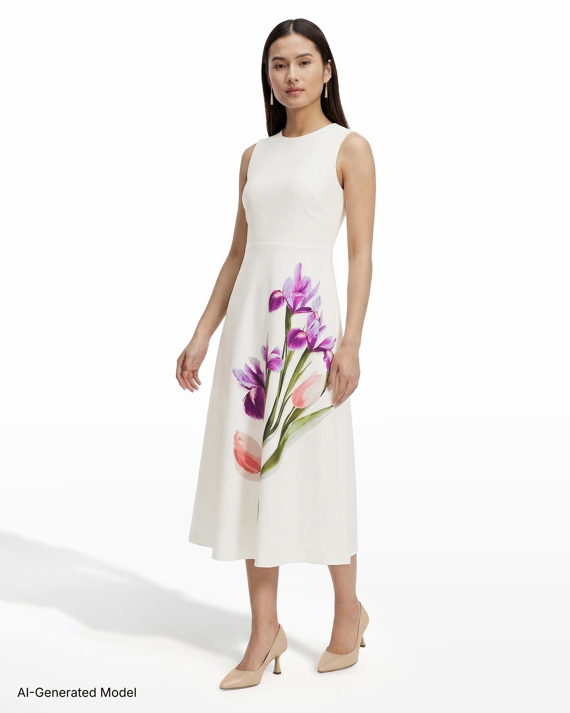 Petite Floral Midi Dress, A-Line Silhouette