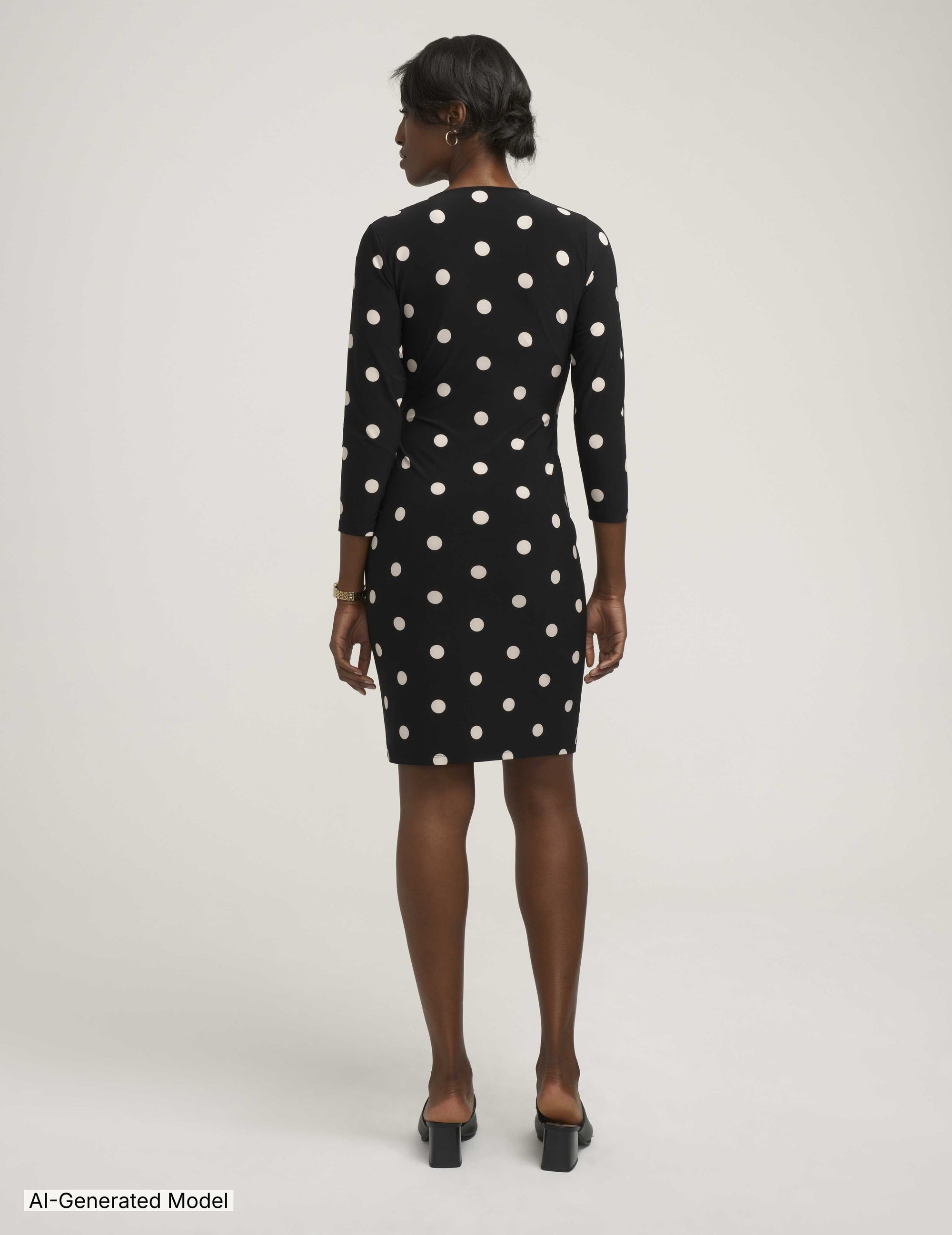 Petite Dot Print Faux Wrap Dress Clothing Kasper