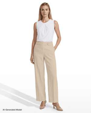 Anne Klein Petite High-Rise Pull-On Wide Leg Pants Waistband Detail
