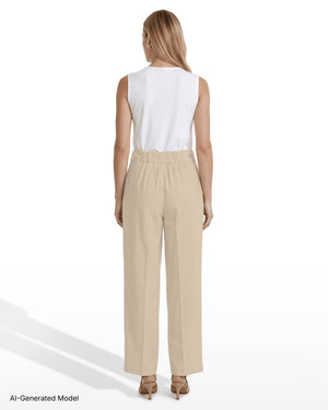 Anne Klein Petite High-Rise Pull-On Wide Leg Pants Waistband Detail